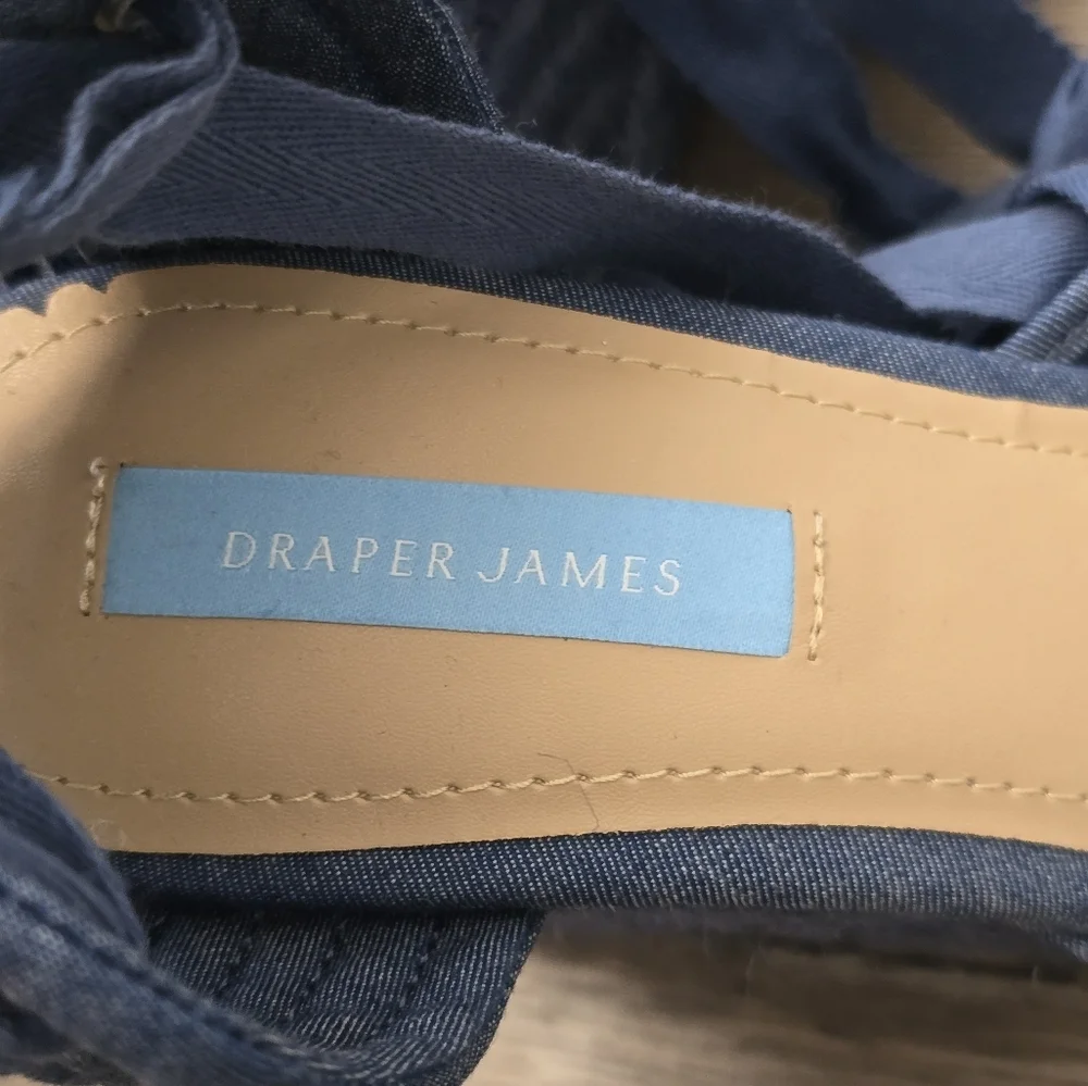 Draper James Lace Up Espadrilles Olivia Chambray NWOB Size 9